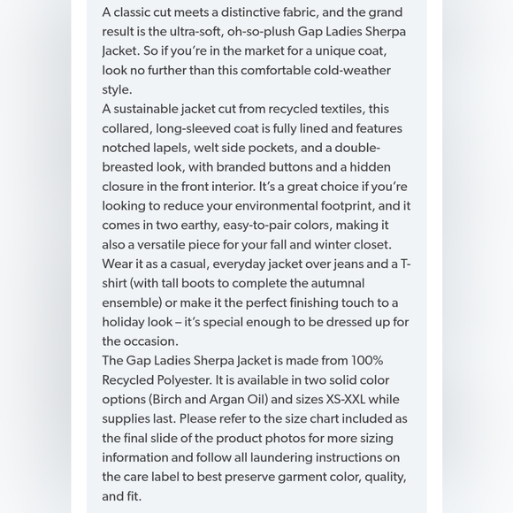 Gap sherpa coat NWT size XXL - Picture 8 of 14